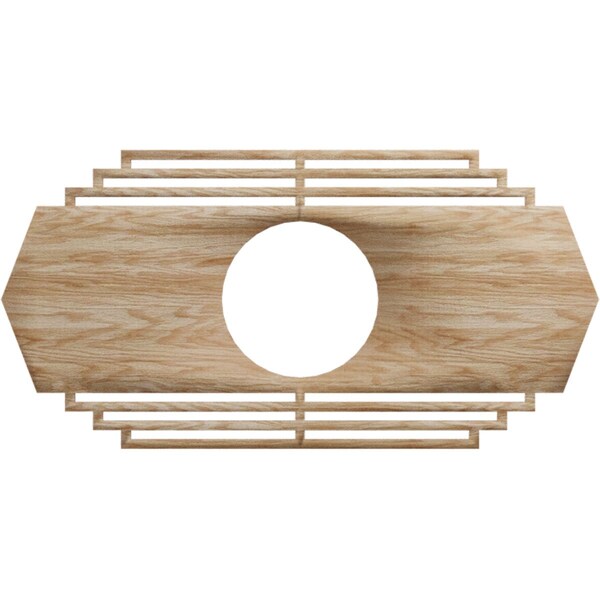Ekena Millwork Chrysler Wood Fretwork Pierced Ceiling Medallion, Red Oak, 26"W x 13"H x 6 7/8"ID x 1/4"T CMWP26X13X0250CSRO - main